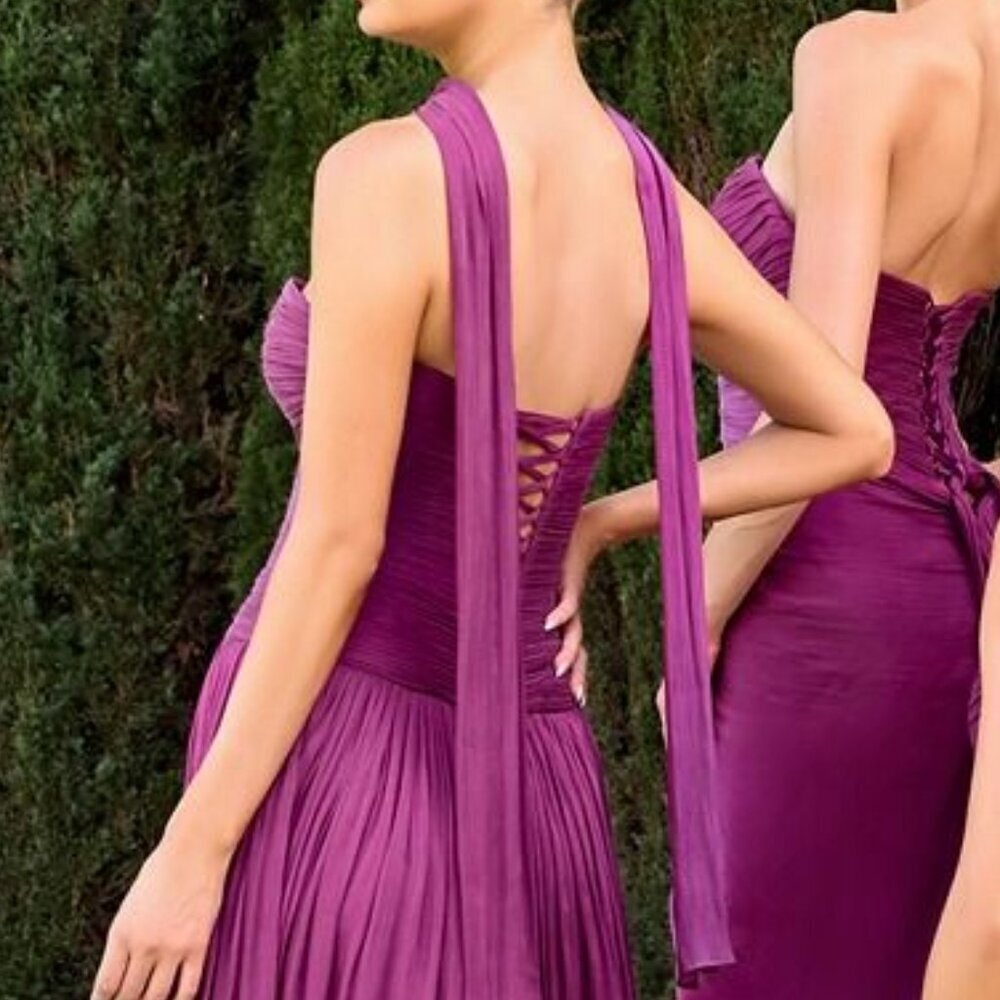 Ladivine Greenery Line Bridesmaid Luminescent Chiffon Sweetheart Neck Gown Prom - Picture 5 of 11